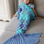 23 OFF Home Decor Crochet Fish Scale Knit Mermaid Blanket Throw For