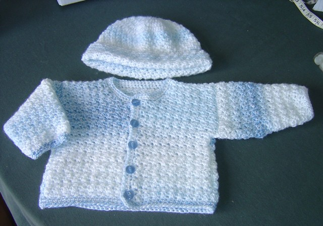 Blue Baby Boy Crochet Cardigan And Hat The Blue Cardigan Flickr