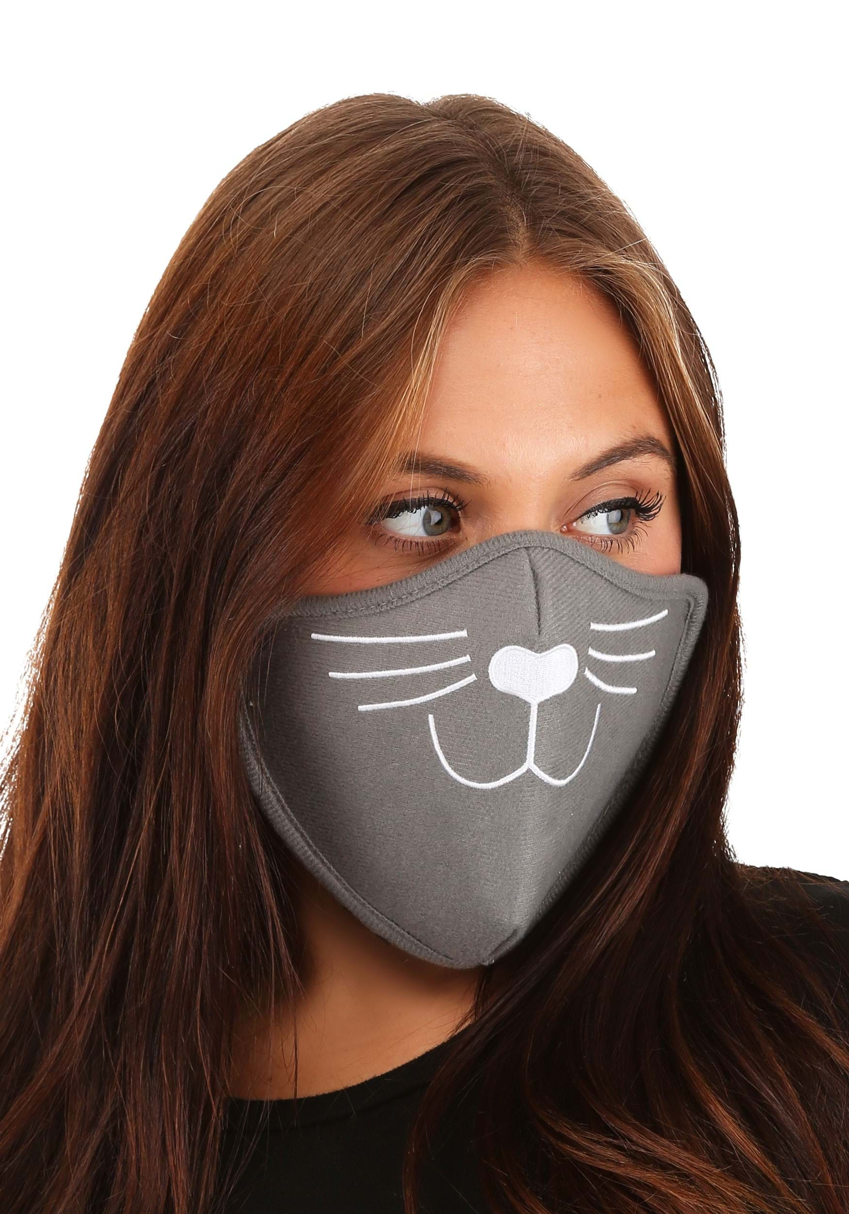 Cat Face Mask Gray For Adults