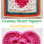 Crochet Heart Granny Square Free Patterns Tutorials