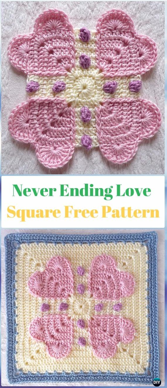 Crochet Heart Granny Square Free Patterns Tutorials