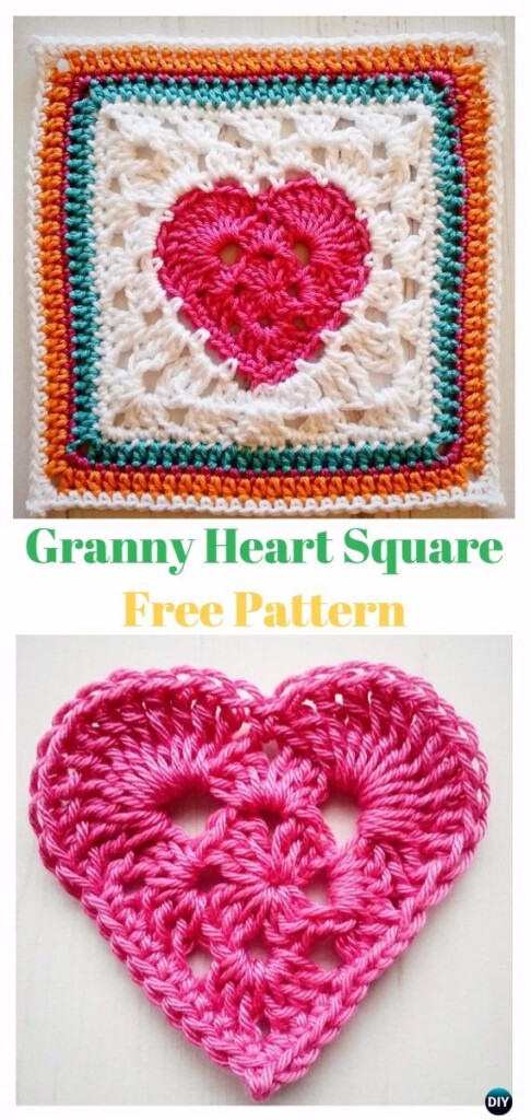 Crochet Heart Granny Square Free Patterns Tutorials