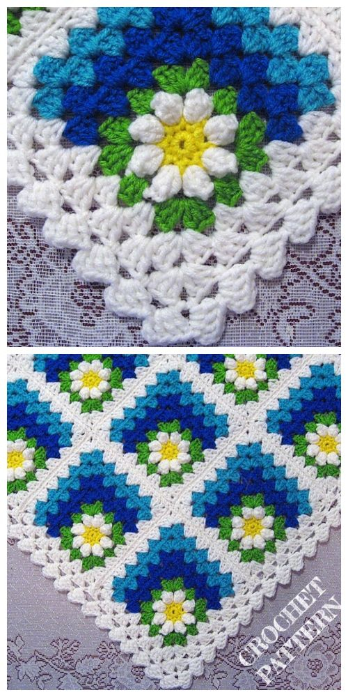 Crochet Mitered Daisy Flower Blanket Free Crochet Pattern Video 