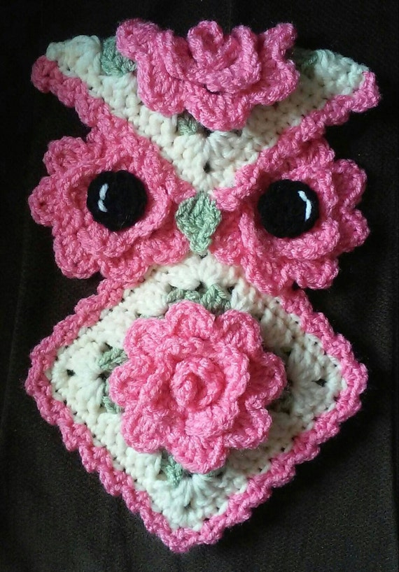 Crochet Rose Owl Potholder Pattern Only