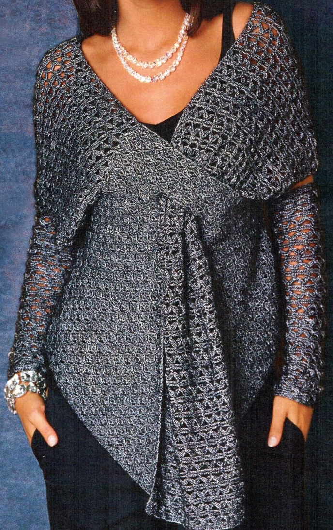 Crochet Tunic PATTERN Crochet Party Wrap With High Cuffs not Mittens