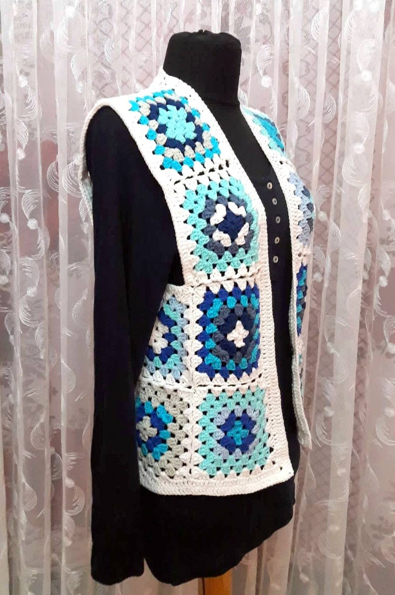 Crochet Vest Granny Square Vest Gift Ideas Women Clothing Etsy