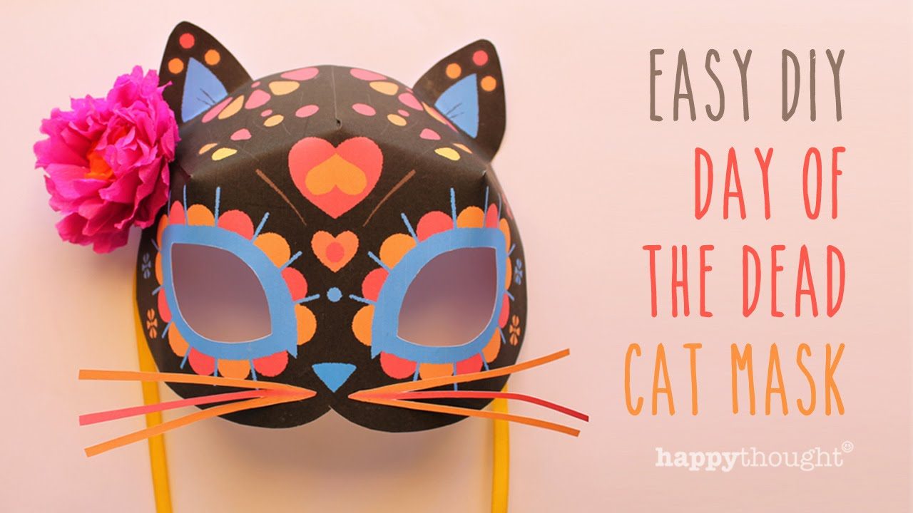 Day Of The Dead Cat Mask Free DIY Template YouTube