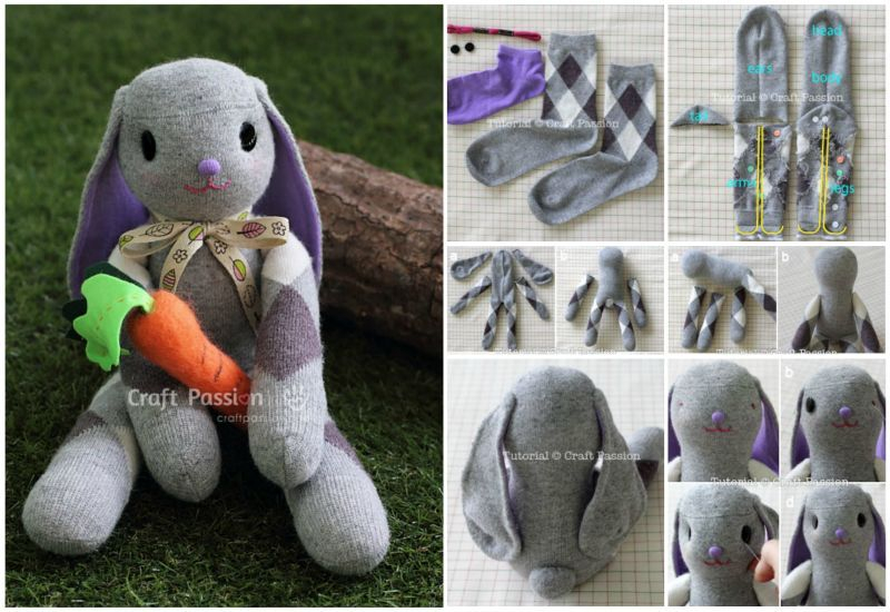 DIY Adorable Long Ear Sock Bunny Free Sew Pattern Tutorial Sock 
