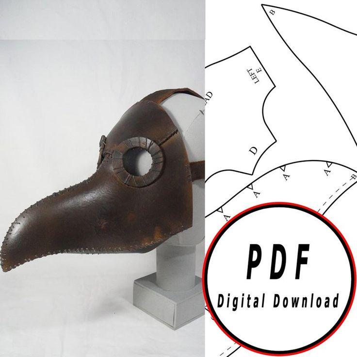 DIY Plague Doctor Mask Eva Foam Helmet Pattern Blueprint Template Pdf