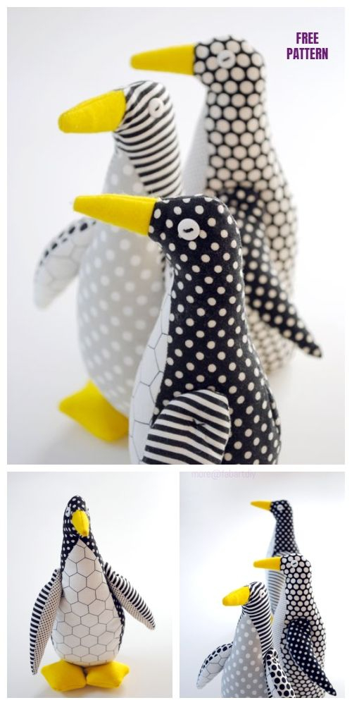 DIY Stuffed Penguin Toy Free Sew Pattern Tutorial Animal Sewing 