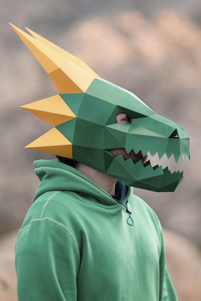 Dragon Mask DIY Paper Mask Printable Template Papercraft 3D Mask 