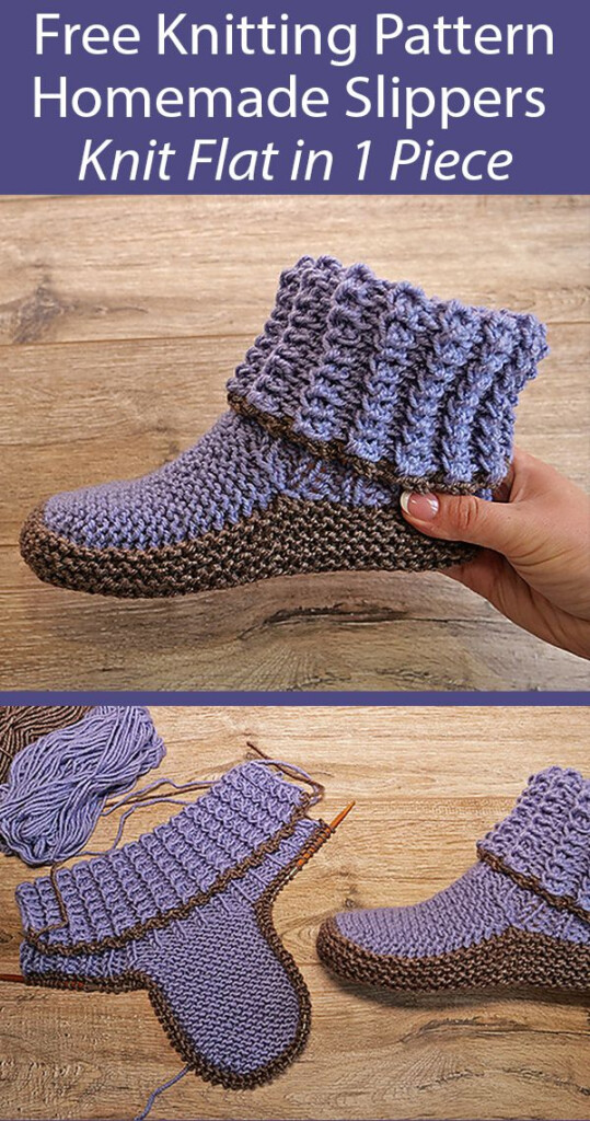 Free Knitting Pattern For Homemade Slippers Knit Flat Knit Slippers 