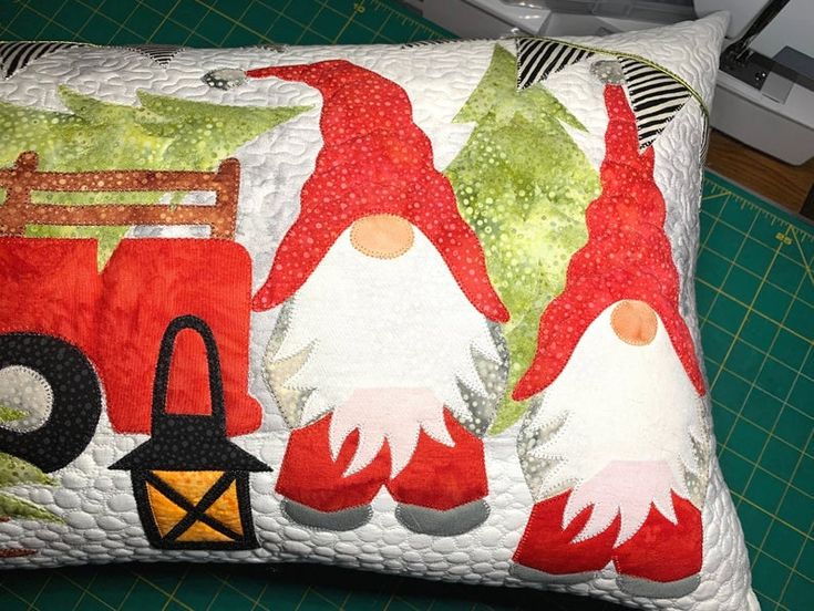 Gnome For The Holidays PDF Pattern Bench Pillow Table Etsy 