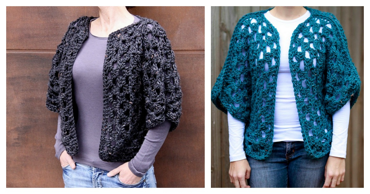 Granny Shrug Free Crochet Pattern - FreePrintablePattern.com