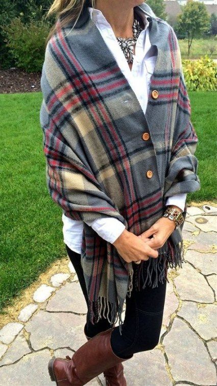 How To Wear A Blanket Scarf As A Poncho Clothes 43 Ideas Sewing