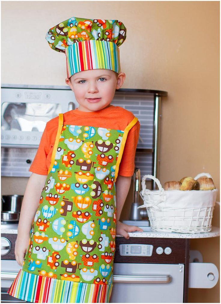 Kids Chef s Apron Sewing Pattern With Chefs Hat And Oven Etsy Boy 