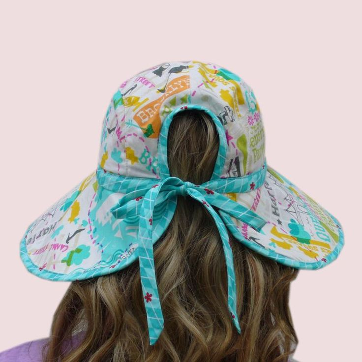 Manhattan Map Bonnet Wide Brim Floppy Sun Hat In Colorful Etsy In 