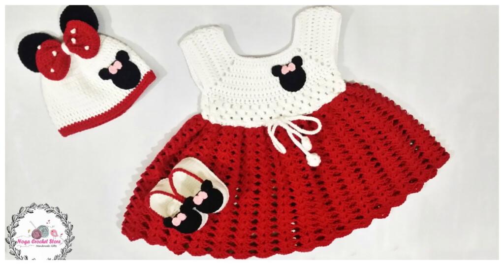 Mickey Minnie Mouse Baby Dress Set Free Crochet Pattern