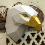 Papercraft 3D EAGLE Head Pepakura PDF Template Low Poly Paper Sculpture