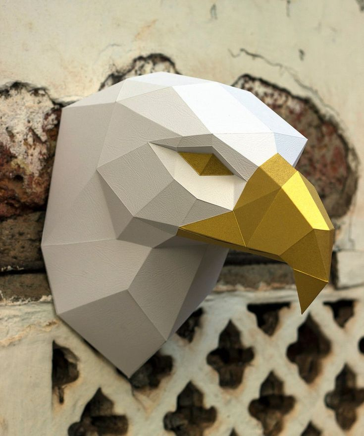 Papercraft 3D EAGLE Head Pepakura PDF Template Low Poly Paper Sculpture