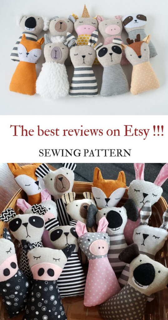 PDF Animals Sewing Pattern Kid Craft Diy Stuffed Toy Tutorial Animal 