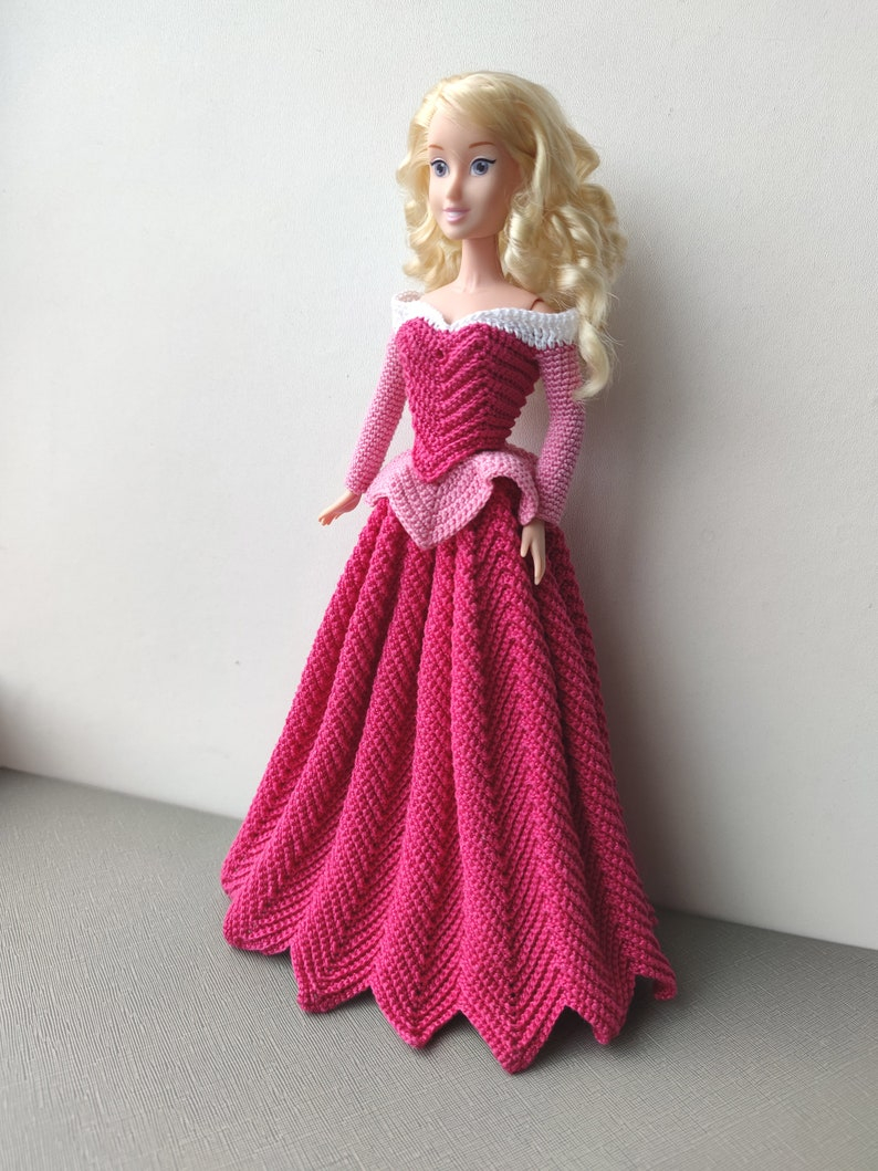 PDF Crochet Pattern Of Disney Aurora Dress For Barbie Sized Etsy