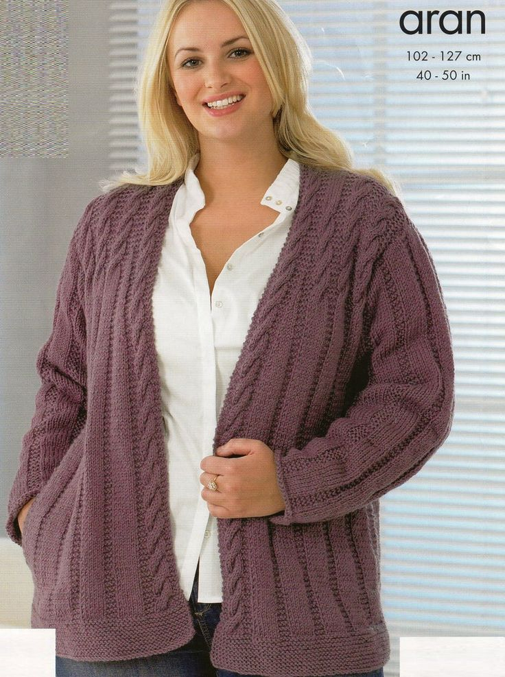 PDF Knitting Pattern Plus Size Larger Lady Size Aran Jacket Etsy In