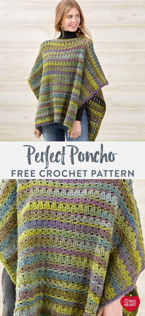 Perfect Poncho Free Crochet Pattern In Colorscape Yarn Combine Shell 