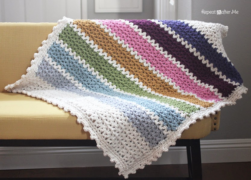 Quick And Easy Chunky Crochet V Stitch Afghan Leslie s Lapghan 