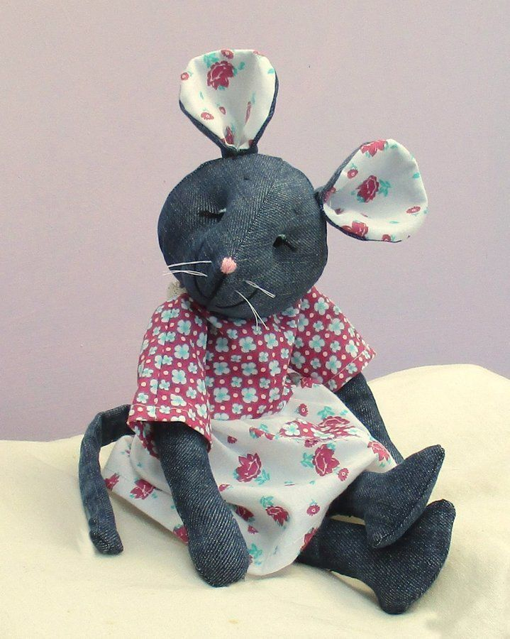 Raggedy Mouse Soft Toy Sewing Pattern Recycle Denims 