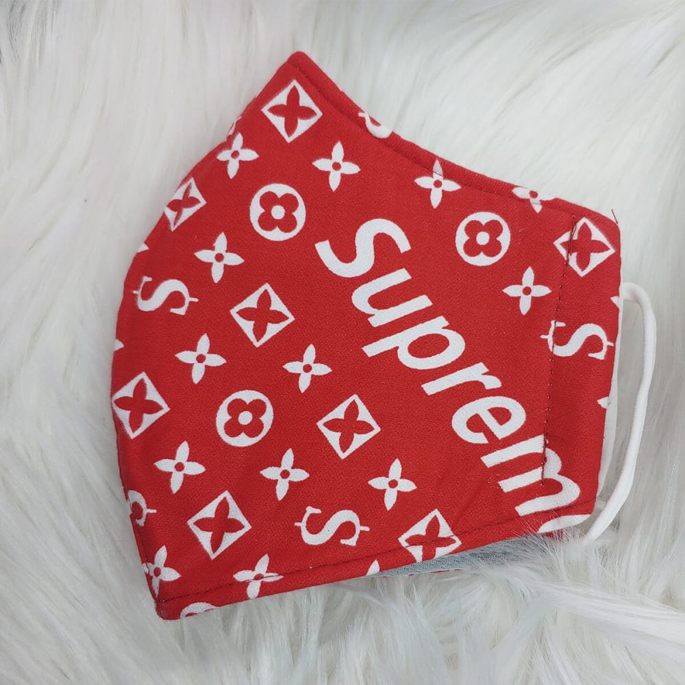 Red Louis Vuitton Supreme Inspired Face Mask Mask With Julie