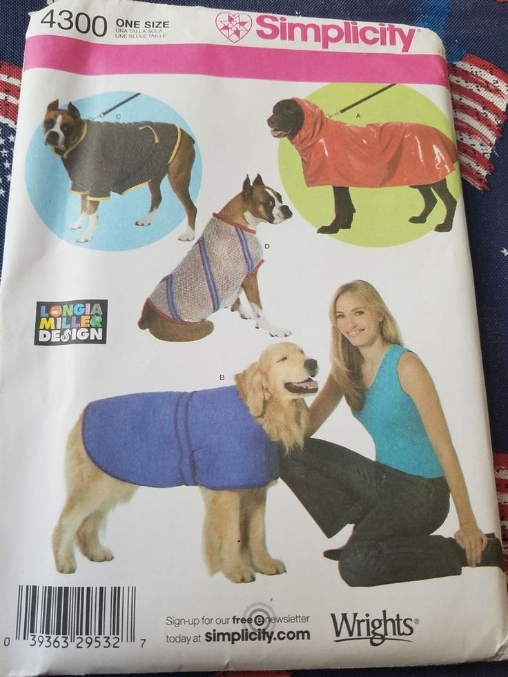 Simplicity Sewing Pattern 4300 Longia Miller XL Dog Clothes Coats 47 71 