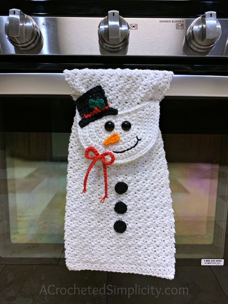 Snowman Kitchen Towel Free Crochet Towel Pattern Holiday Crochet 