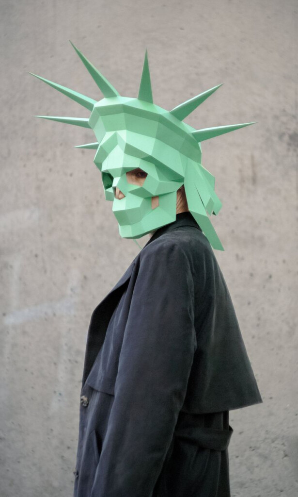 Statue Of Liberty Skull Mask DIY Head Instant Pdf Download Polygon Mask 