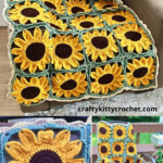 Sunflower Square Blanket Crochet Pattern Crafty Kitty Crochet