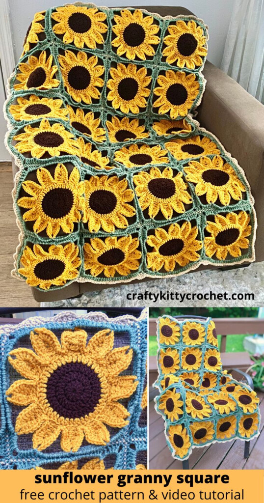 Sunflower Square Blanket Crochet Pattern Crafty Kitty Crochet 