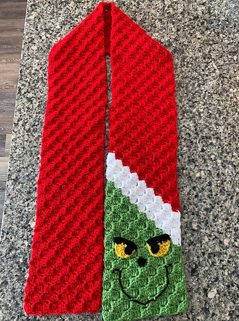 The Grinch Scarf C2C Pattern By Candice Maser Pattern Scarf Worsted 