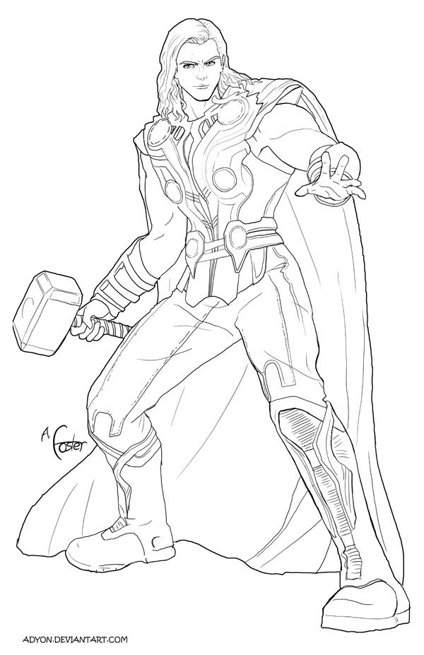 Thor Line art By Adyon On DeviantART Avengers Coloring Pages 