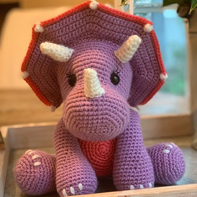 Triceratops Crochet Pattern Dinosaur Crochet Pattern Crochet Dinosaur