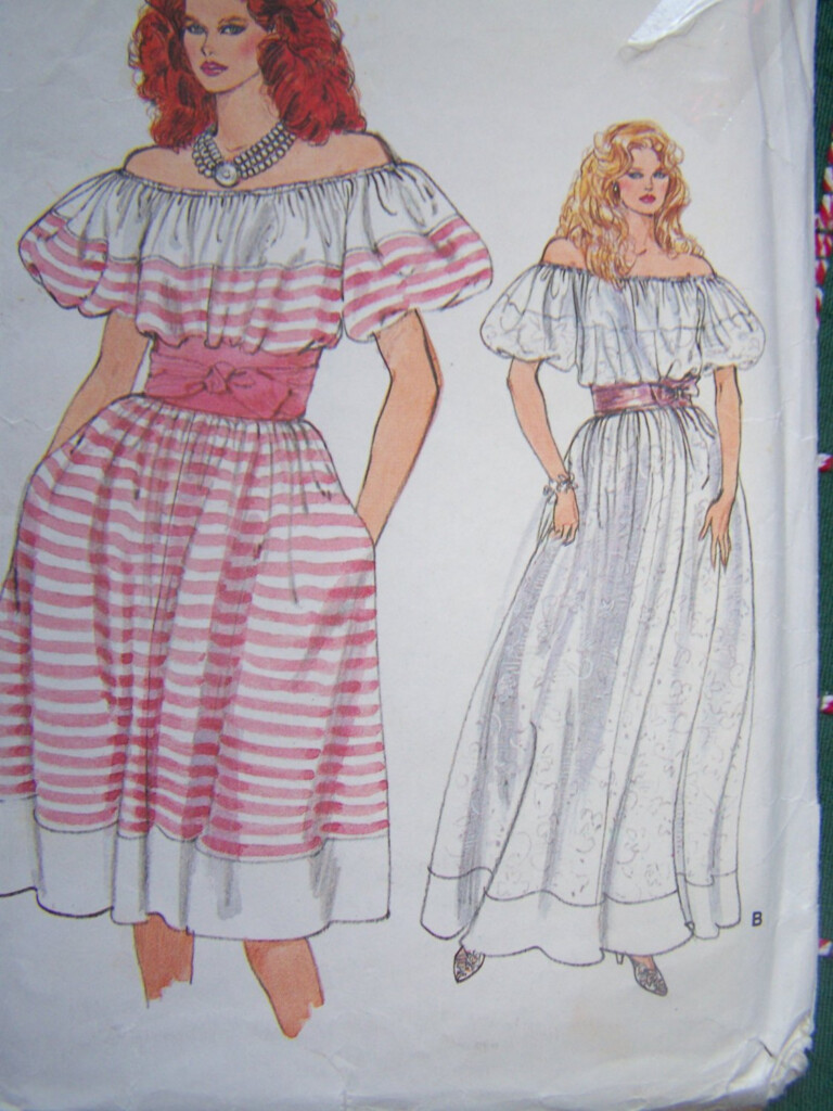 Uncut Vintage Vogue Sewing Pattern 8980 Misses Peasant Gypsy Dress Off 