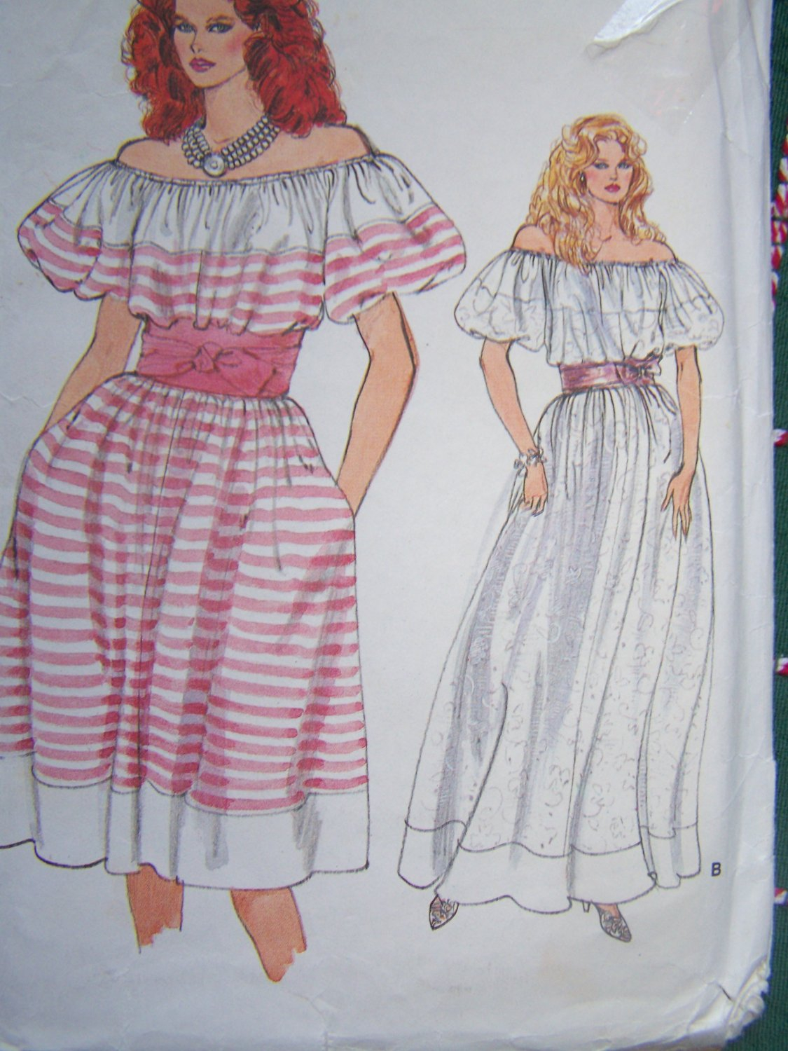 Uncut Vintage Vogue Sewing Pattern 8980 Misses Peasant Gypsy Dress Off 