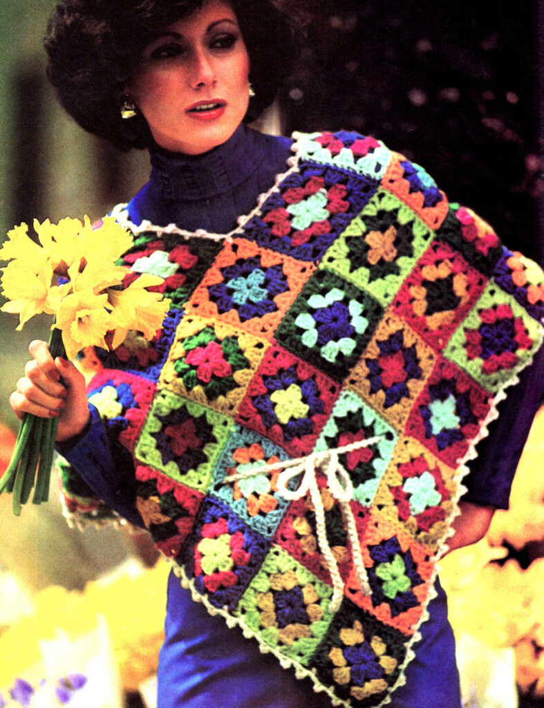 Vintage Crochet Granny Square Poncho Women Ladies Teens Girls Etsy