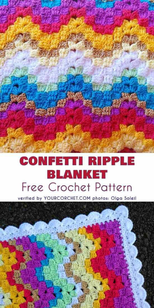 Vintage Rippling Blocks Chevron Baby Blanket Free Pattern Crochet 